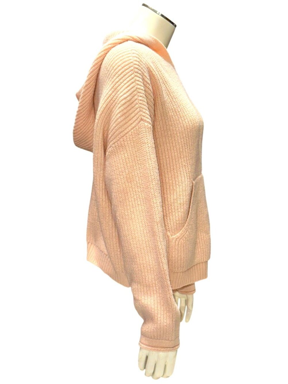 Forever 21 Size Small Light Pink Hoodie Waffle Knit Texture Cozy Lounge Day Vibe - Picture 4 of 12